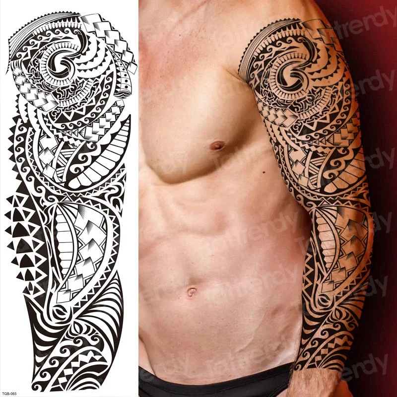 clock lion king fox forest temporary tattoos men sexy body art makeup tattoo sticker black waterproof custom totem maori tatoo