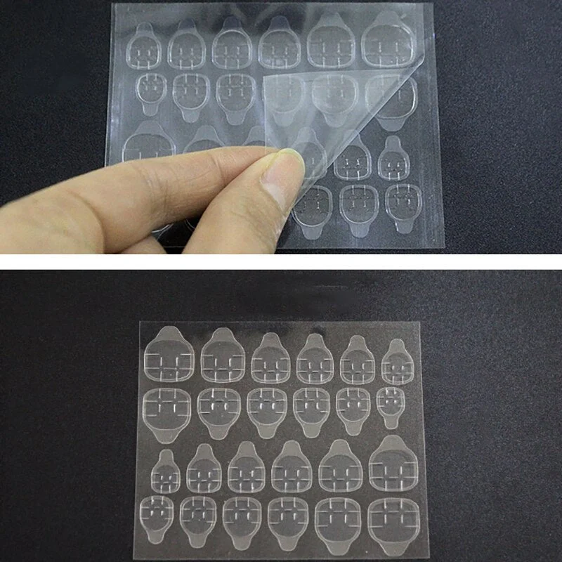 24Pcs/Sheet Nail Primer Transparent Double Sided Self-Sticking Jelly Nail Waterproof Glue Nail Base Coat Extension Tool-Nail Inspo