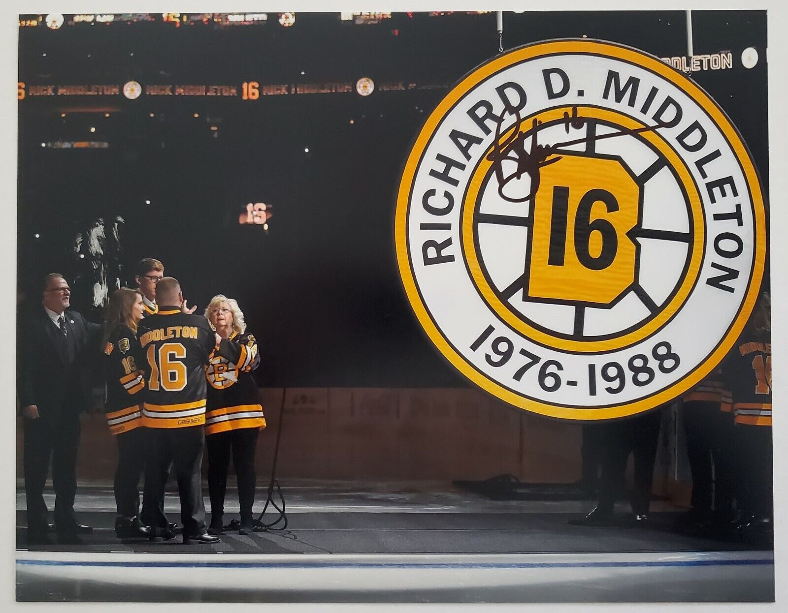 Rick Middleton Signed 11x14 Banner Retirement Photo Poster painting Boston Bruins NHL Legend RAD