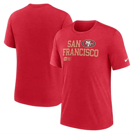 Men's San Francisco 49ers Red Overlap Lockup Tri-Blend T-Shirt