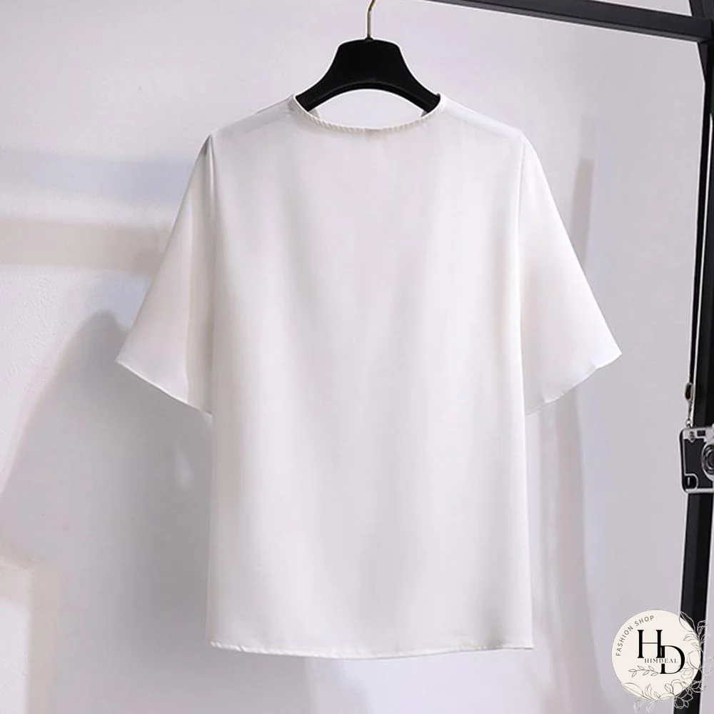 Chic V-Collar Tee+Button Shorts P10770