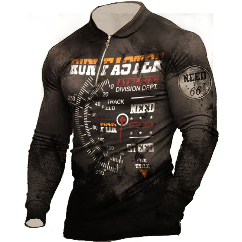 Men's outdoor printed zipper collar quick-drying top / [viawink] /