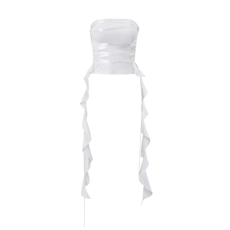 Uveng Uveng New Fashion Sexy Pure Desire Wind Cross Tie A Word Shoulder Slim Show Thin Wipe Chest Vest Female