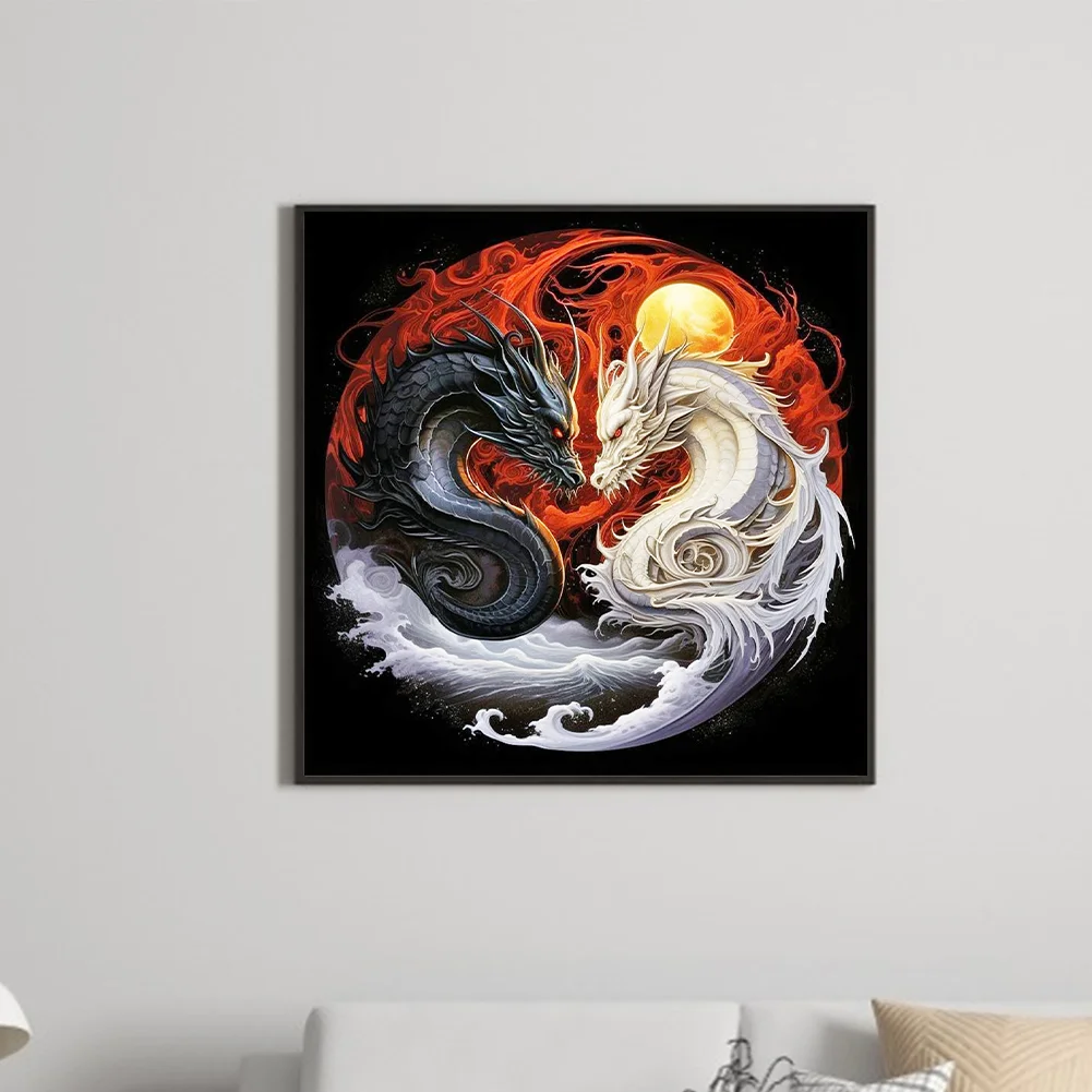 Diamond Painting - Full Round Drill - Yin Yang Dragon(Canvas|30*30cm)