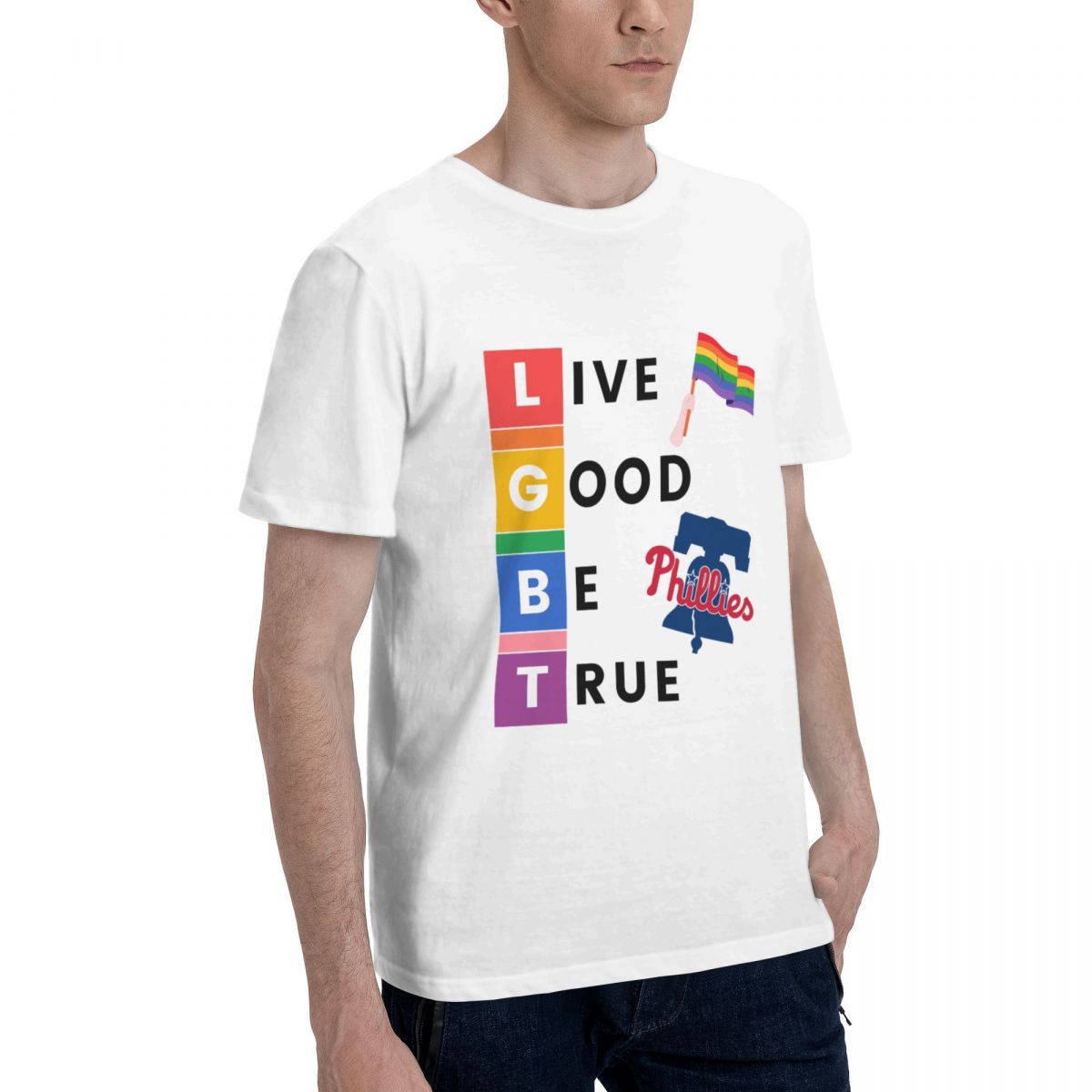 Philadelphia Phillies LGBT Pride Men's Cotton Crewneck T-Shirt