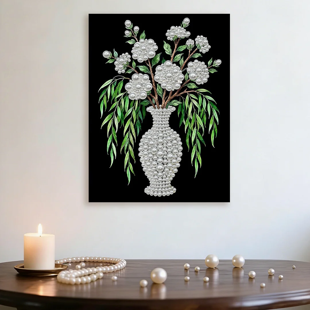 Vase - DIY Pearl Diamond Art Kit With Frame 30*40cm