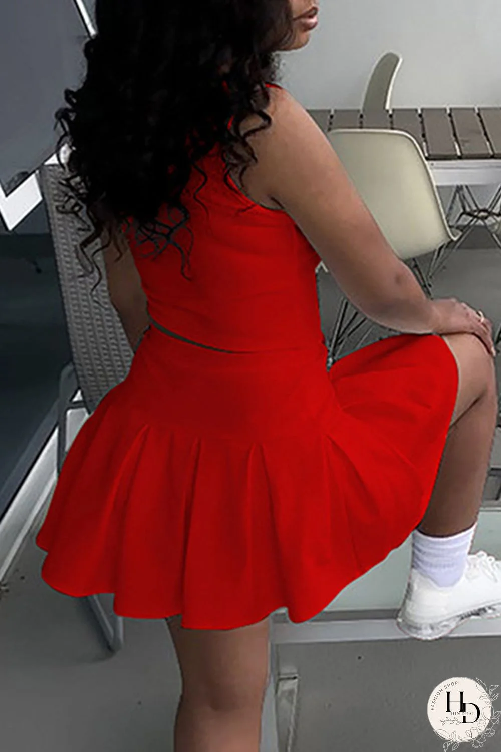 White Sexy Casual Solid Basic V Neck Sleeveless Two Pieces