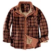 Men's Thicken Plaid Shirt Fleece-Lined Plus Size Windproof Hooded Jacket Coat