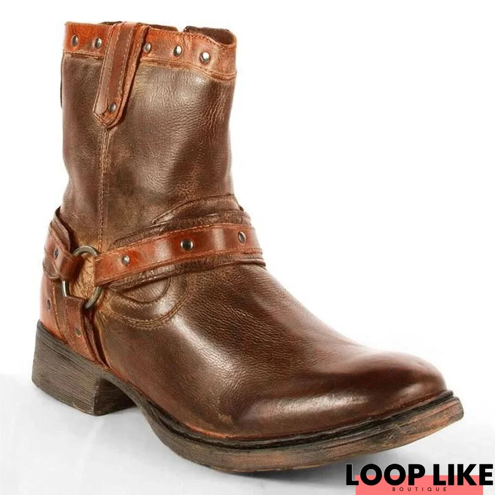 Men's Original Design Buckle Ankle Boots