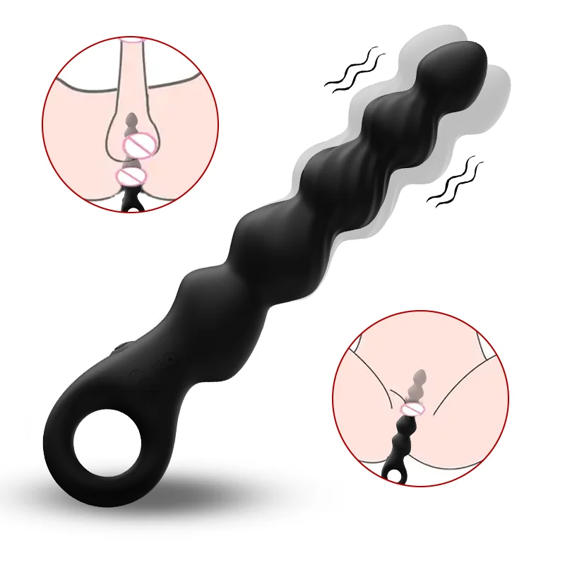 12 Frequency Vibration 5-ball Anal Beads - Rose Toy