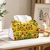 (24cm)Diamond Art Tissue Box DIY PU Napkin Cover for Home(Sunflowers and mom)