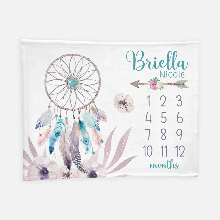 Personalized Dreamcatcher Baby Milestone Blanket For Comfort & Unique | BKMS133