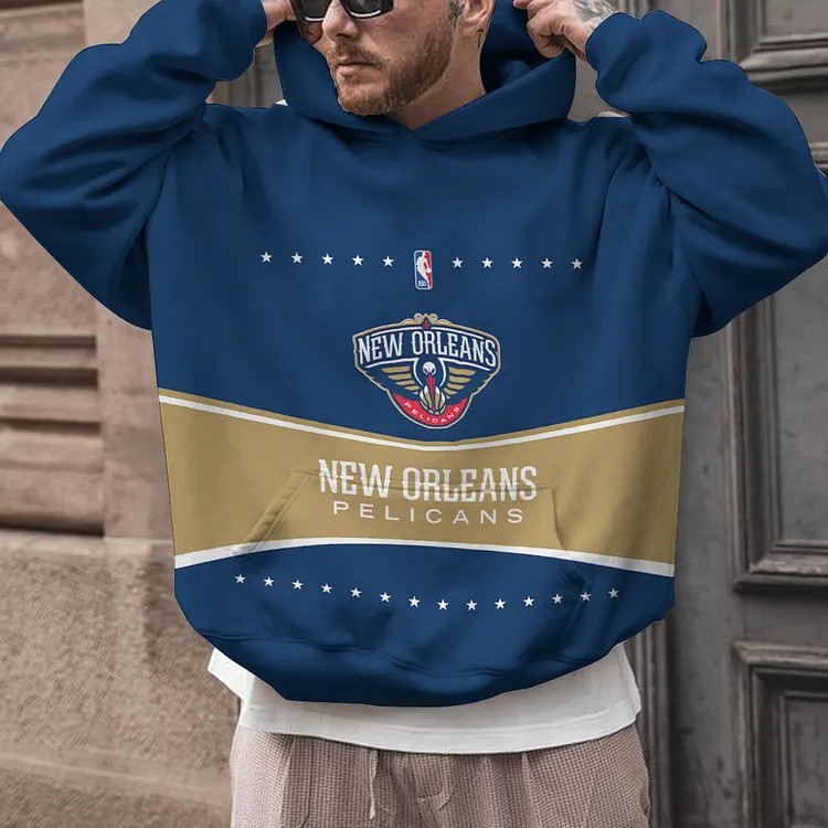 New Orleans Pelicans  Printed Hooded Pocket Pullover Hoodie