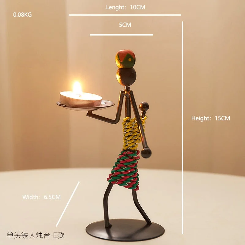 Retro Home Decoration Accessories Creative Candle Holder Iron Kitchen Restaurant Romantic Candlestick Halloween Bar desk decor