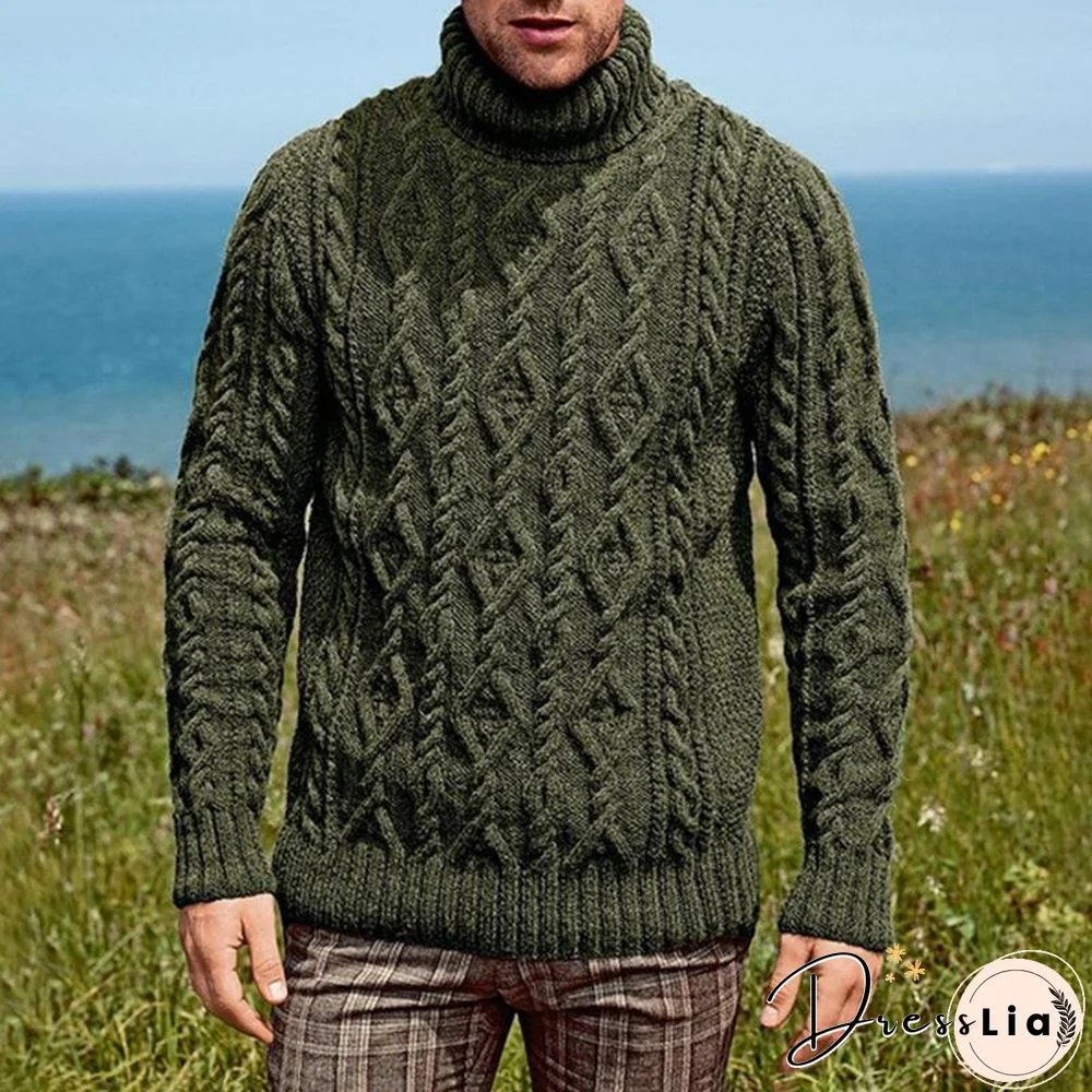 Sweater Men's High Neck Knitted Sweater