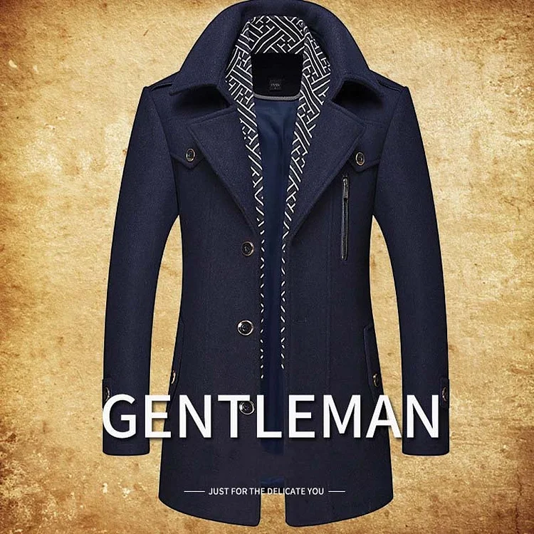 Herren Mantel mit Reverskragen und abnehmbarem Schalkragen