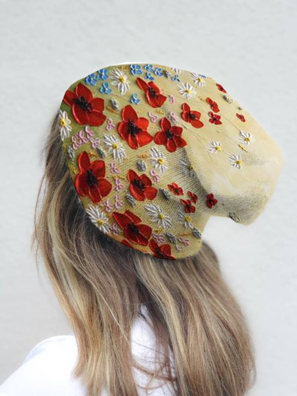 Vintage Casual Floral Print Thermal Hat