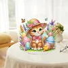 (US Only)2D Flat Print Easter Cat 5D DIY Table Top Diamond Painting Ornament Kits
