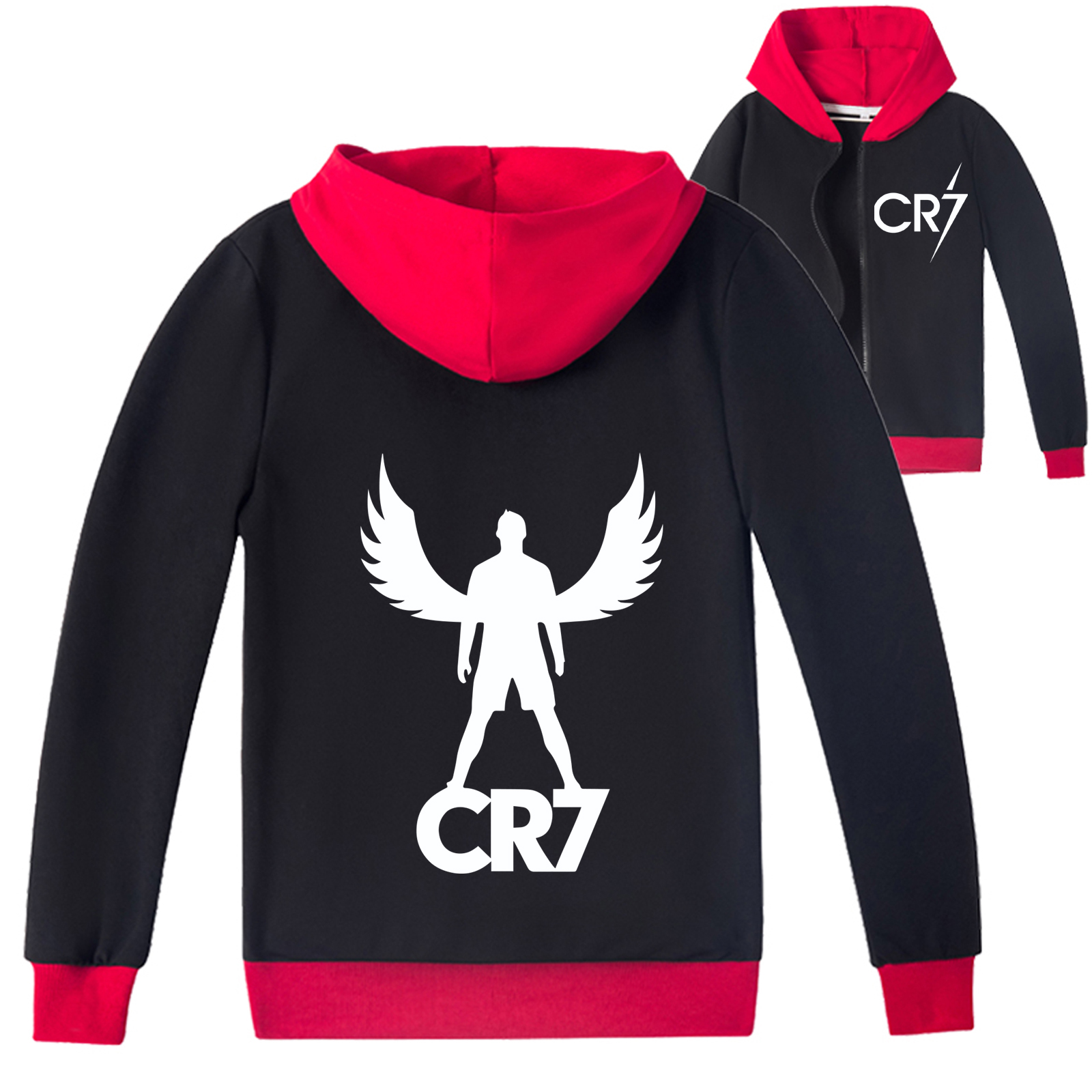Mayoulove Unisex Cristiano Ronaldo Zip Jacket for Boys  Girls - Stylish Sportswear, Perfect for Young Fans-Mayoulove