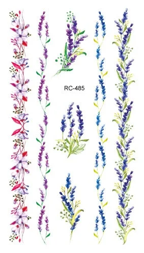52 Kinds Watercolor Flora Lavender Waterproof Fake Tattoos Temporary Women Arm Chest Ankle Stickers Floral Body Art Tatto Flower