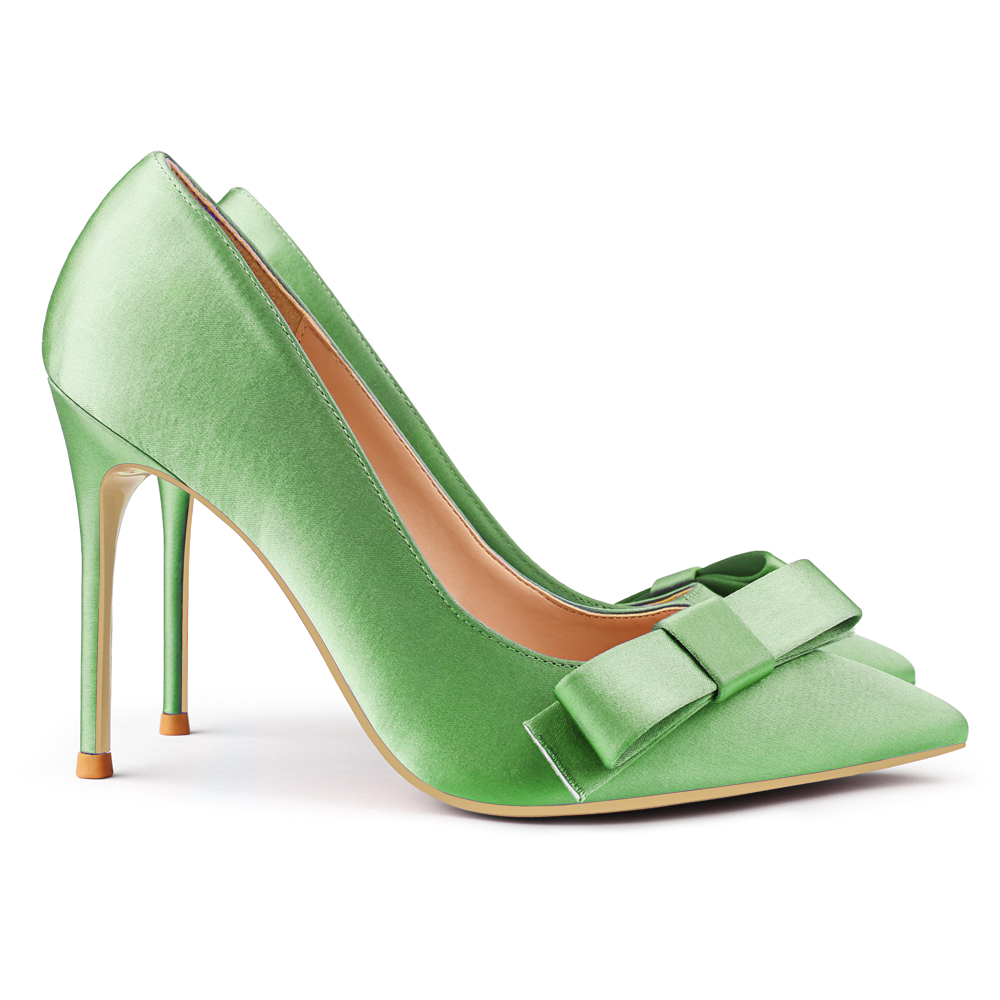 100mm Bow Fashion High Heels Sexy Prom Silk High Heels Stiletto Heels-vocosishoes