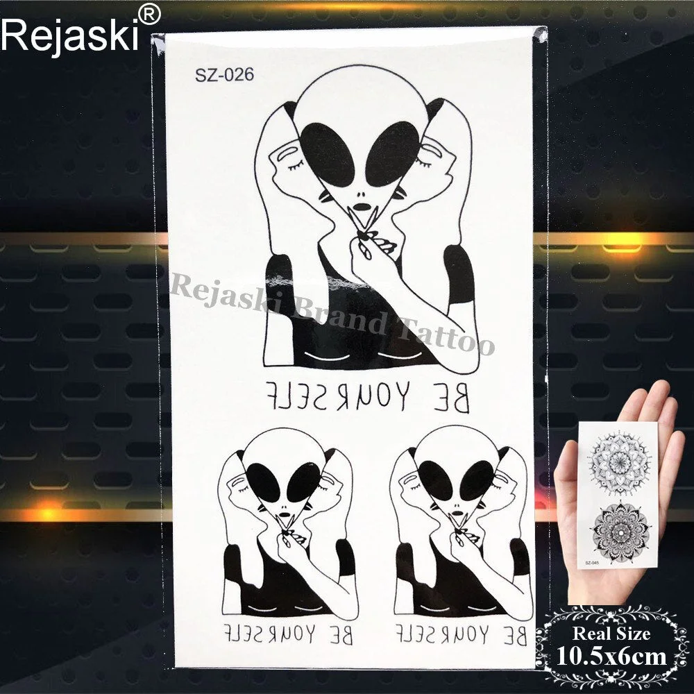 Rejaski Black Temporary Tattoo Stickers Women Iceberg Arm Geometry Waterproof Tatoos Men Mountain Fake Tattoo 3D Summer Style