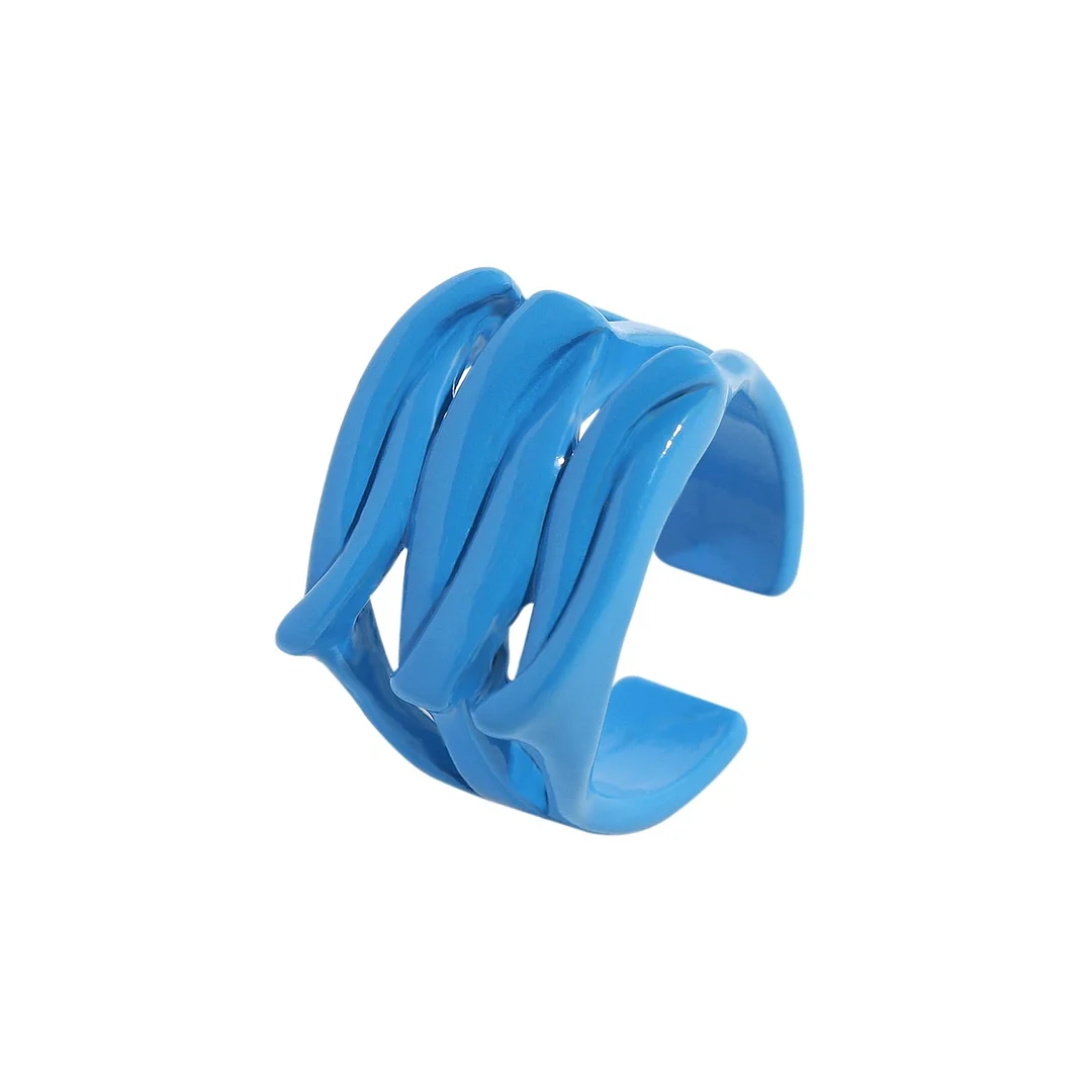 Dvacaman 2021 New INS Trendy Colorful Dripping oil Geometric Rings Candy Color Hand Painted Irregular Open Rings Female Jewelry