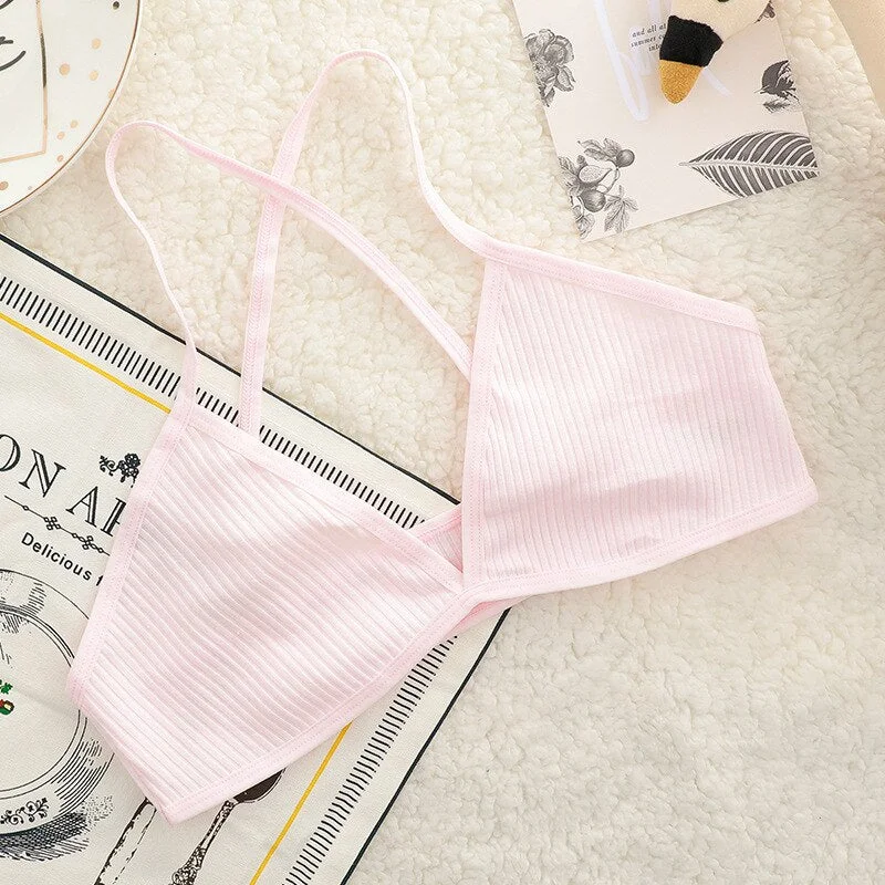 Comfortable sexy female bra thin cotton French sexy bra deep V wireless push chest bra without steel ring seamless bra