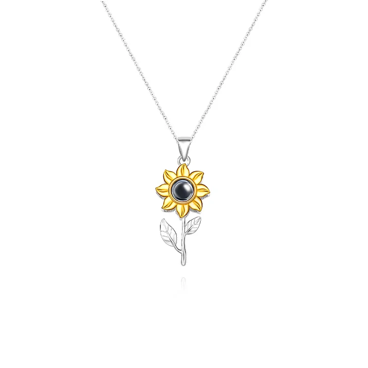 925-I Love You 100 Languages Sunflower Projection Necklace