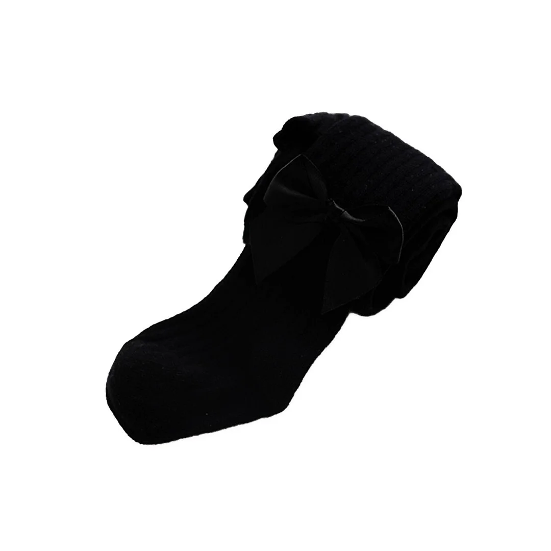 Kids Infant Baby Girls Cute Bowknot Pantyhose Kids Baby Girls Fashion Solid Ribbed Tights for Party Daily Wear 6M-12Years