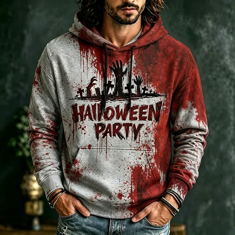 Men's Bloody Halloween Party Print Hoodie