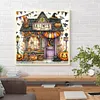40x40cm Halloween Haus 5d DIY Vollbohrer Runde Diamond Painting Kit Wanddekoration