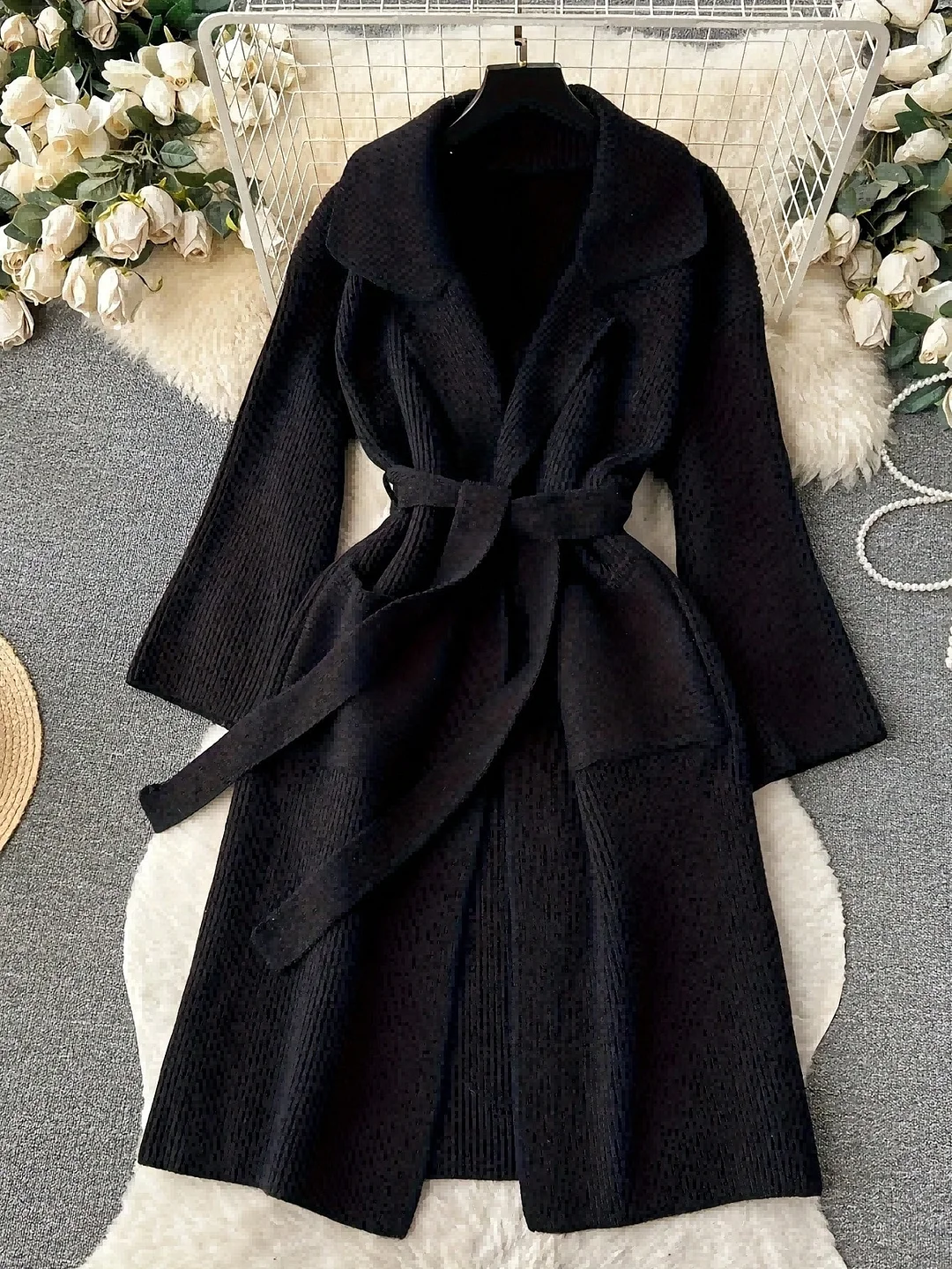 Nigikala Nigikala And Simple Sweater Coat Long Fashion Knitted Cardigan Coat Women's Clothing