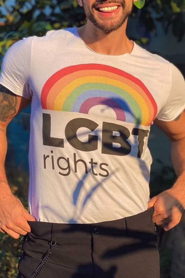 Rainbow Print Crew Neck LGBT T-shirt