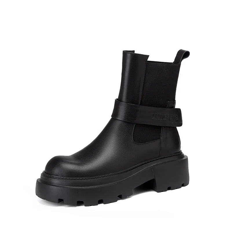 Meotina Genuine Leather Ankle Shoes Women Think Heel Short Boots Round Toe High Heel Ladies Boots 2021 Autumn Winter Khaki Black