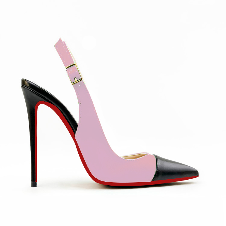 120mm/100mm Women´s Sandals Black Stitching Pointed Toe Slingback