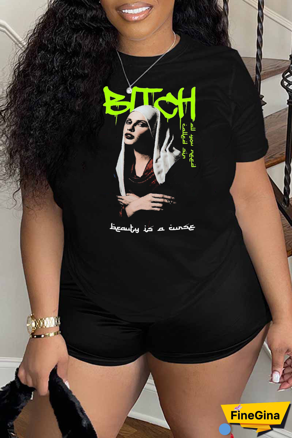 Black Street Vintage Print Patchwork O Neck T-Shirts