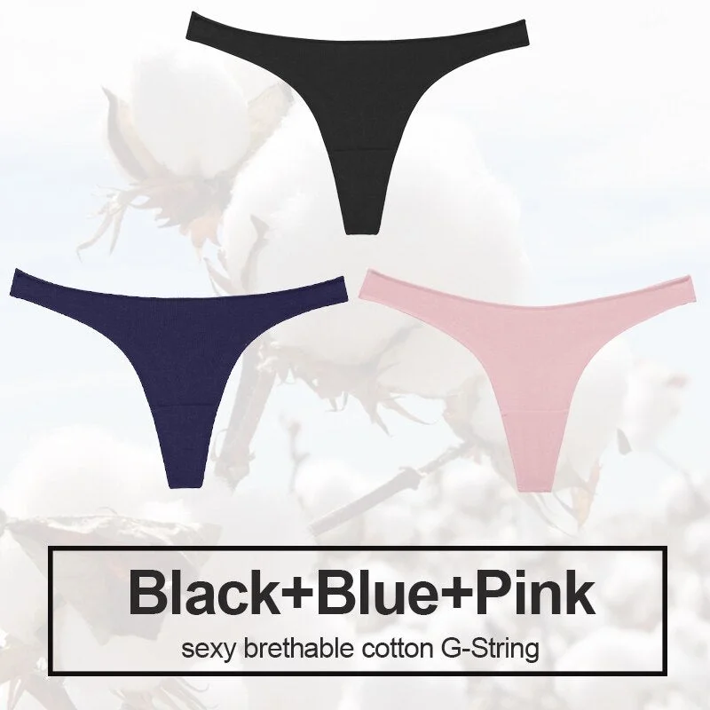 3PCS/Set Sexy Thong Women Panties Cotton Underwear Briefs Women G-String Female Underpants Lingerie Pantys Girls Femme Panties