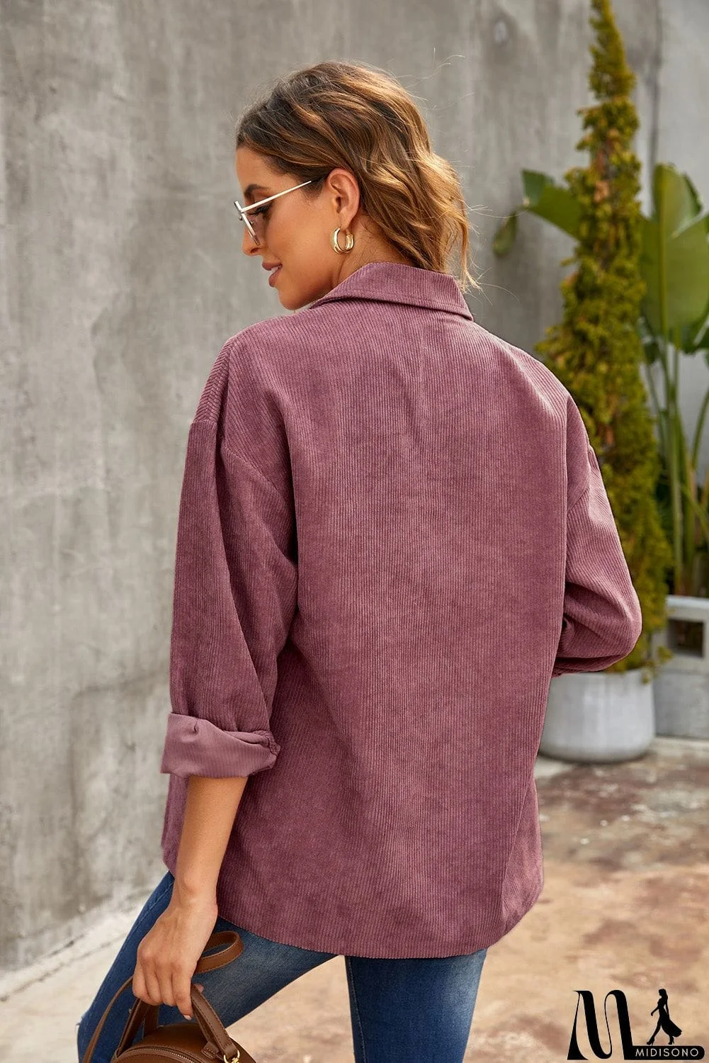 MidiSono - Fall Corduroy Shirt Coat