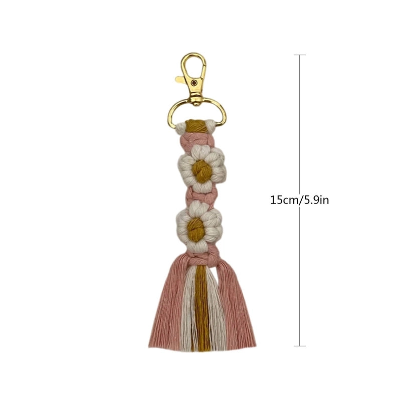 Bohemian Tassel Hand-woven Pendant Keychain High-grade Flower Daisy Bag Ornaments