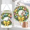 (US Only)Easter Wreath Theme 2D Flat DIY Rabbit Diamond Art Pendant Door Home Decoration