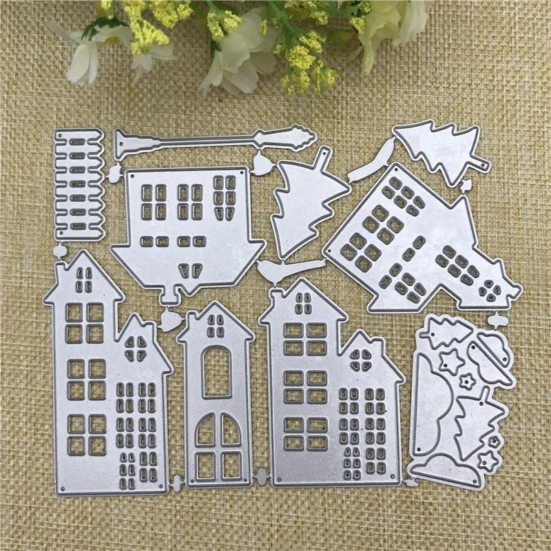 City Building Shape Decor Greeting Card Metal Cutting Dies Stencil DIY Scrapbook Paper Photo Album Craft Template Dies