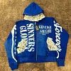 Street Rhinestone Zip-Up Hoodie