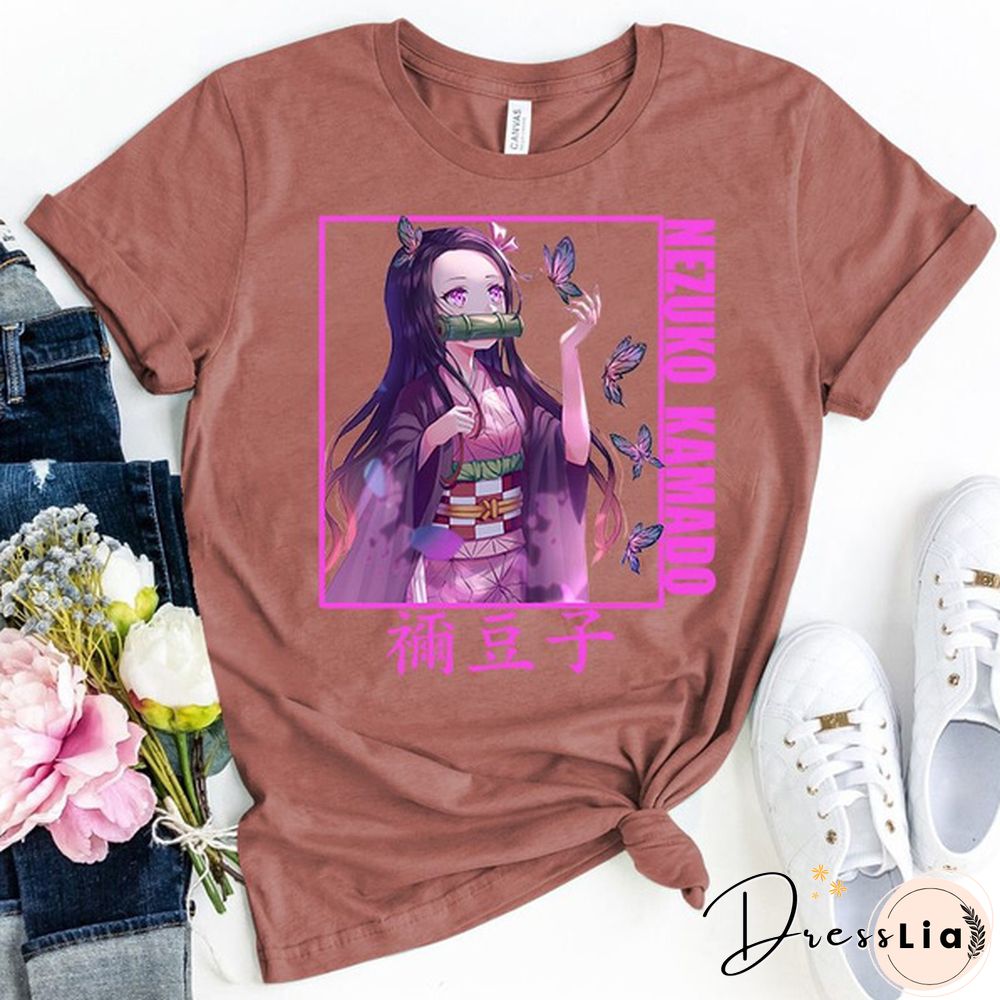 Funny Demon Slayer Kamado Nezuko Print T-shirt Women Men Summer Casual Short Sleeve Shirt Fashion Loose Tops
