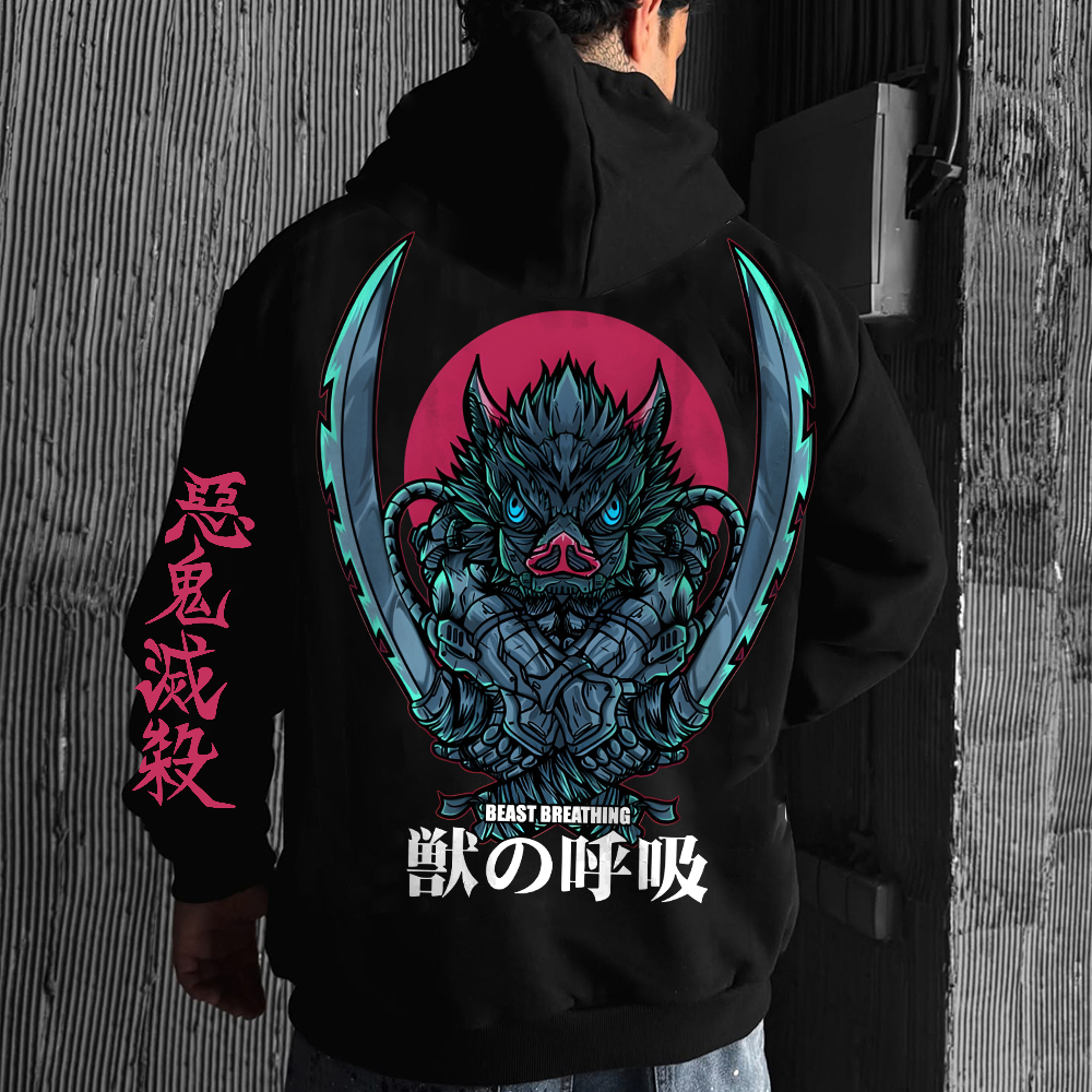 Oversized Unisex Anime Demon Slayer Print Hoodie