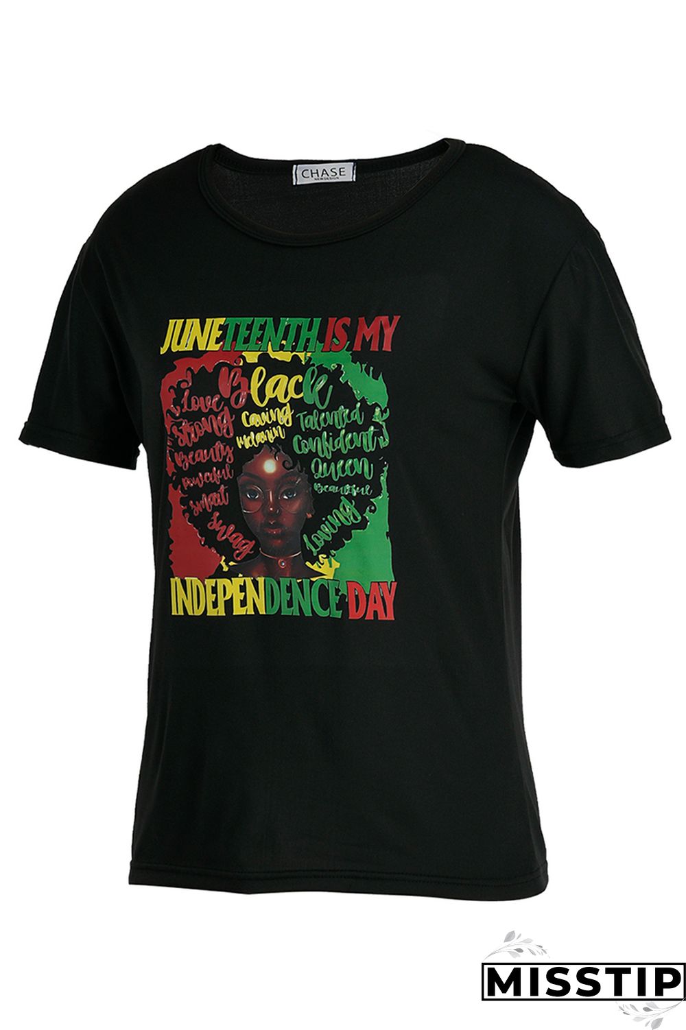 Black Fashion Casual Print Basic O Neck T-Shirts