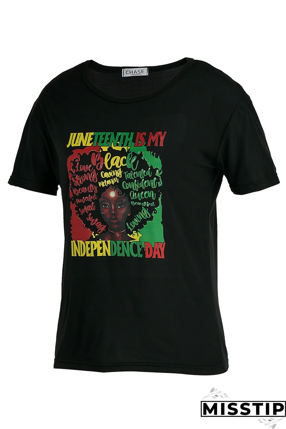 Black Fashion Casual Print Basic O Neck T-Shirts