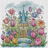 [Limited stock-Cross Stitch]Flower Castle 1-Partial Embroidery 2 Strands 14CT Stamped Cross Stitch-42*40CM
