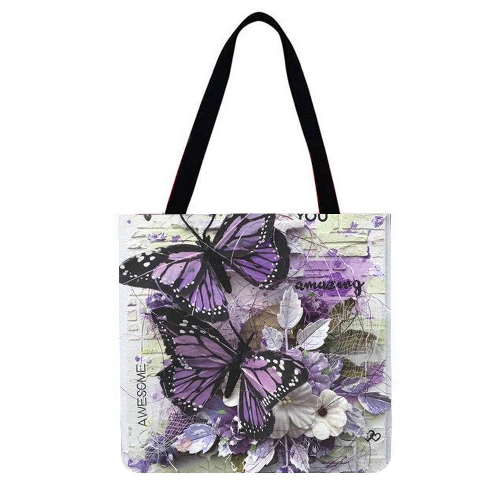 Linen Tote Bag-Butterfly