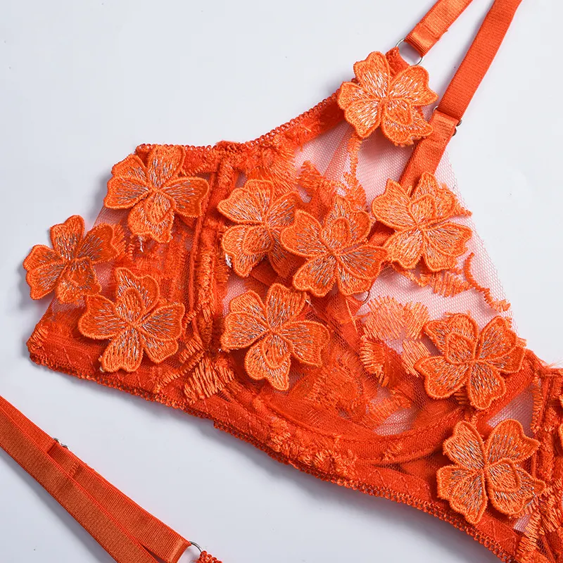 Billionm Sexy Lace Lingerie Set Floral See Through Bra Panty Nightwear Transparent Pink Underwear Women Embroidery Sheer Under Wear Sex